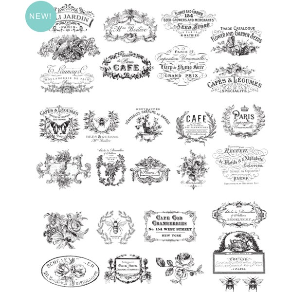 Classic Vintage Labels Rub On Furniture Transfers || ReDesign With Prima || Furniture Decals || 24 x 30 Inches