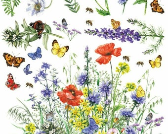 Clearance || Wild Flowers And Butterflies Rub On Furniture Transfers || Furniture Decals || Belles & Whistles by Dixie Belle Paint