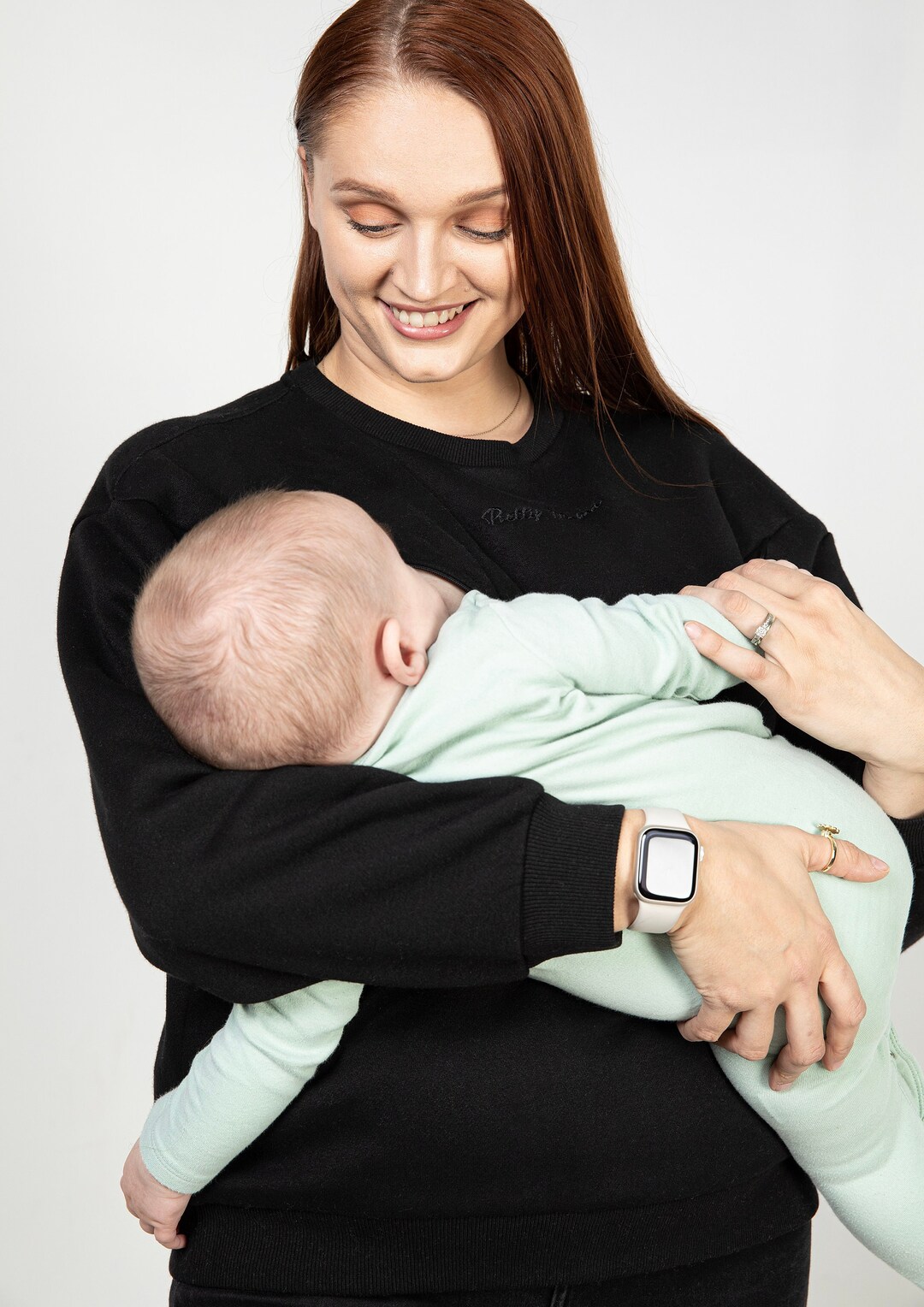 Breastfeeding Oversized Crew Neck Jumper Black Etsy