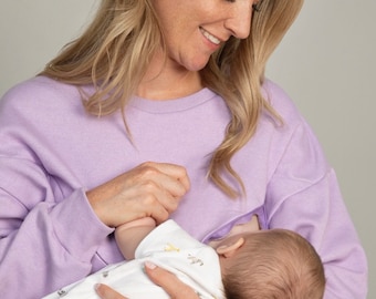 Breastfeeding Oversized Crewe Neck Jumper ilac