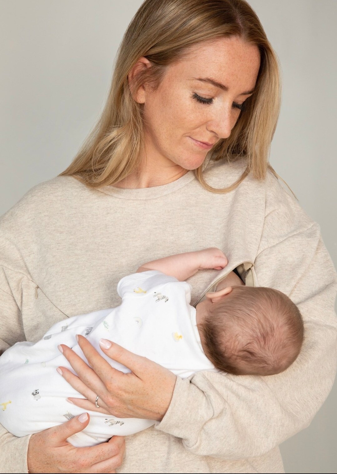 Breastfeeding Oversized Crewe Neck Jumper Oatmeal Etsy