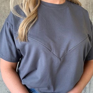 Grey UK made Oversized Breastfeeding Accessible T-shirt (made from recycled materials)