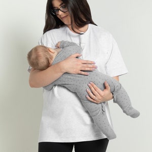 Breastfeeding nursing oversized T-shirt grey image 2