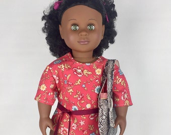 Red Floral Tunic - 18 Inch Doll Clothes