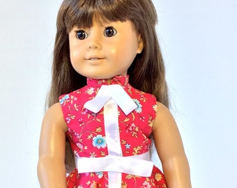 Red Ribbon Modern-Classic Dress - 18 Inch Doll Clothes
