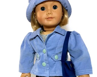 Blue Tab Coat - 18 Inch Doll Clothes