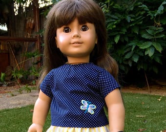 Blue Polka Dot Blouse - 18 Inch Doll Clothes