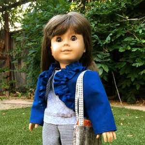 Blue Suedette Bolero Jacket - Handmade 18 Inch Doll Clothes