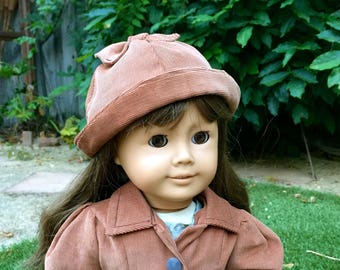 Camel Corduroy Bow Hat - 18 Inch Doll Clothes