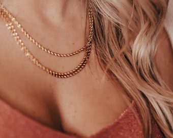 Collier de chaîne de corde d’or - acier inoxydable