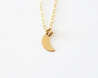 14k Gold Filled Smooth Moon Dainty Necklace