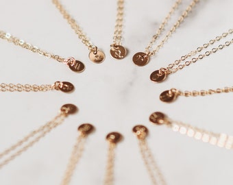 Zodiac Necklace, Constellation Necklace, Astrology Necklace, 14k Gold Filled Disc Dainty Necklace, Everyday Necklace, Bridesmaid Gift