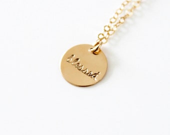 14k Gold Filled Blessed Dainty Necklace, Hand Stamped Necklace.