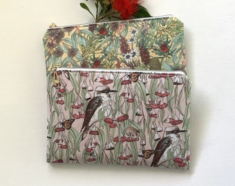 Australian Gifts/ Australian birds/ Cosmetic Purse/ The Scenic Route /Kookaburras/ Pouches and Coins / Medication Pouch/ Makeup Purse