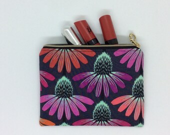 Echinacea Print /Cosmetic Purse/ Bath and Beauty/ Pouches and Coins / Fabric Purse/ Makeup Purse/ Anna Maria Horner