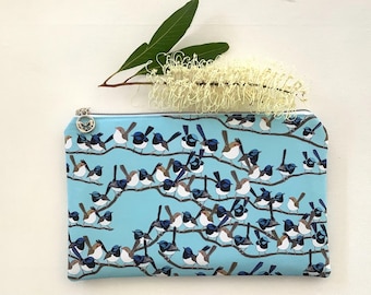 Blue Wren Geldbörse: Australischer Vogel Print Kleines Täschchen, Kreditkartenetui