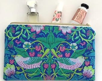 Strawberry Thief Glasses Case: William Morris Floral Makeup Bag