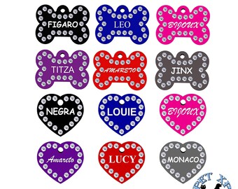 rhinestone dog tag