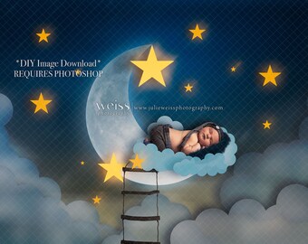 Moon Digital Backdrop Digital Background Newborn Composite Photography