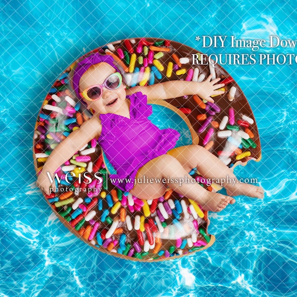 Summer Chocolate Donut Float With Sprinkles Digital Background Backdrop