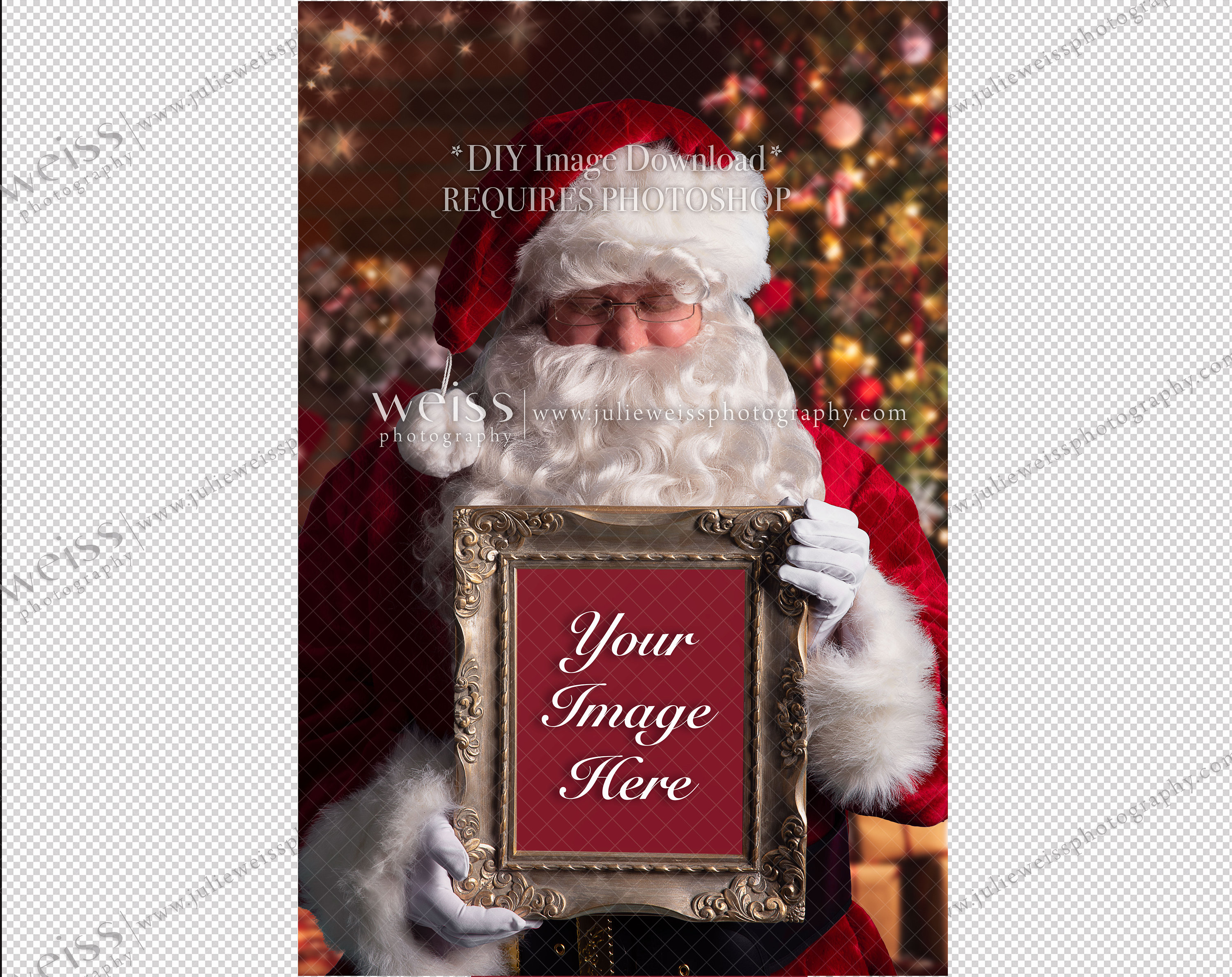 Santa Claus Holding a Picture Frame Etsy