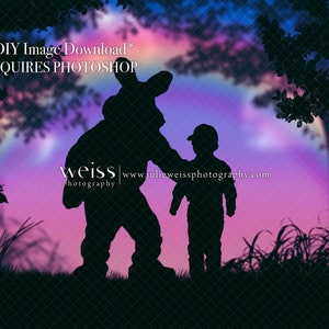 Easter Bunny Digital Background Backdrop Silhouette Image Overlay Instant Download