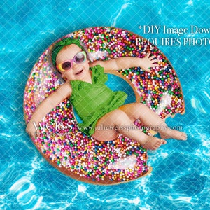 Summer Chocolate Donut Float With Sprinkles Digital Background Backdrop