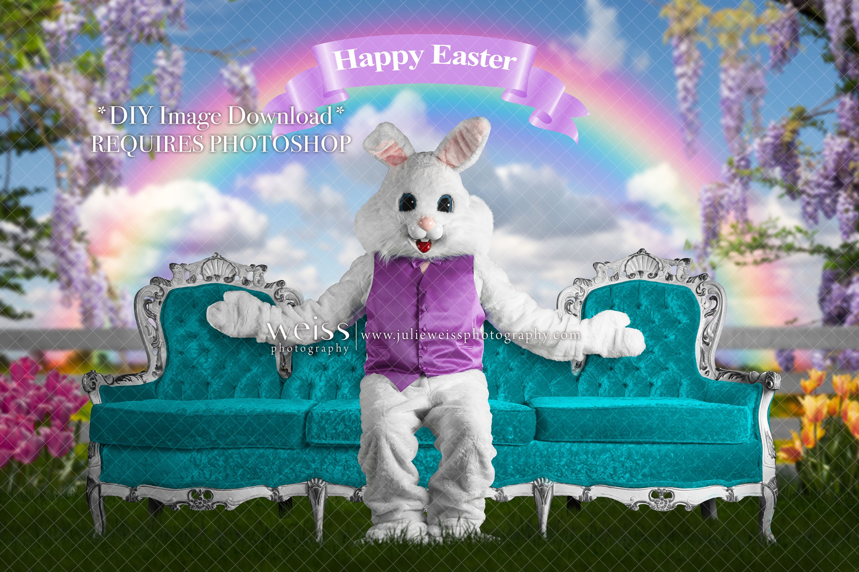 Mall Easter Bunny Digital Background great for Groups | Etsy