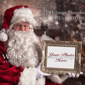 Santa Claus Holding a Picture Frame