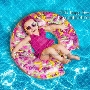 Summer Chocolate Donut Float With Sprinkles Digital Background Backdrop