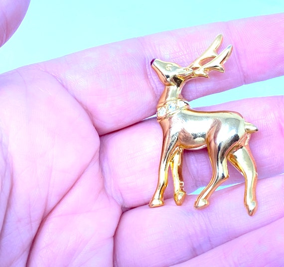 Vintage gold Rudolph the red-nosed reindeer Chris… - image 7