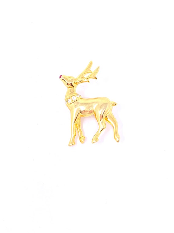 Vintage gold Rudolph the red-nosed reindeer Chris… - image 1