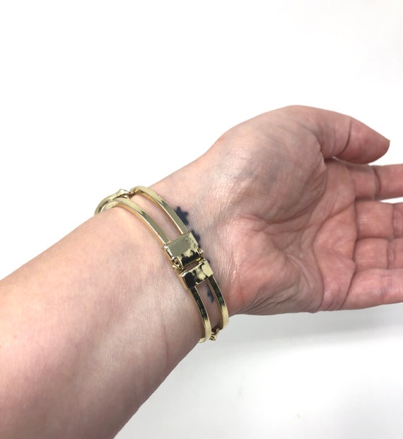 1950s gold tone hinged rose cuff bracelet - image 7