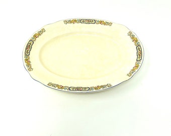 Canonsburg Pottery Company 222 4 1/2 Georgelyn Ivory Serving Platter Floral Key