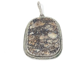 Colgante de plata de ley rectangular redondeado de jasja de leopardo vintage