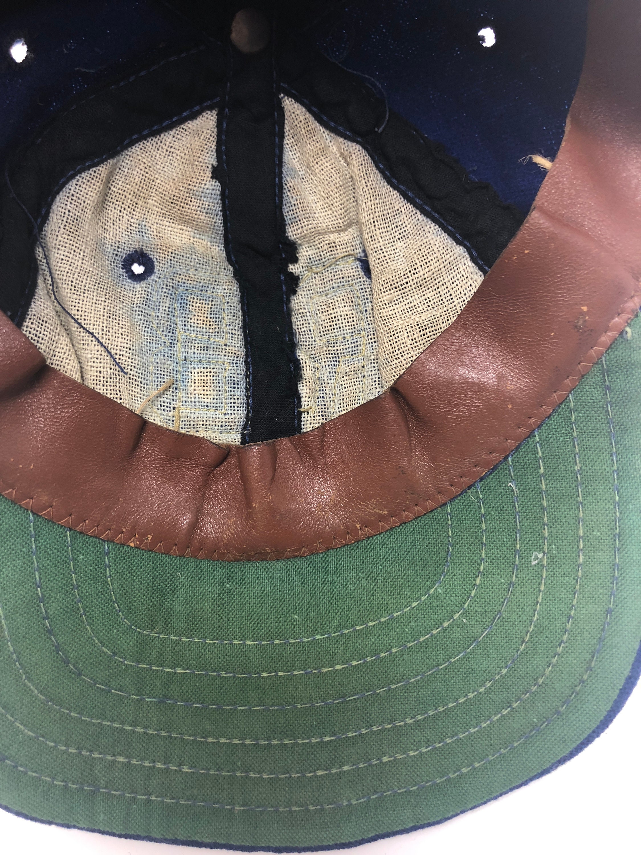Original Antique Wool Felt Fitted Baseball Cap Leather Original Antique Wool Felt Fitted Baseball Cap Leather