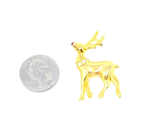 Vintage gold Rudolph the red-nosed reindeer Chris… - image 3