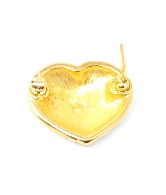 Vintage Swarovski crystal gold tone heart brooch - image 4