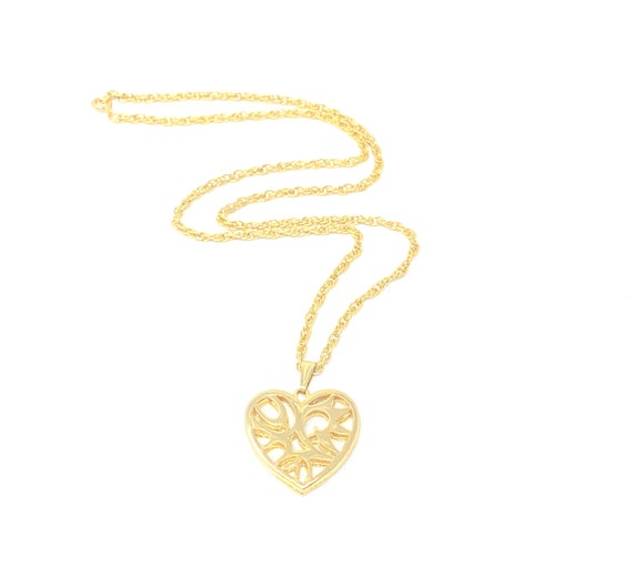 Vintage Gold Tone Filigree Heart 