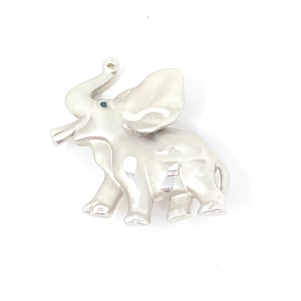 Vintage silver tone metal 3D elephant brooch