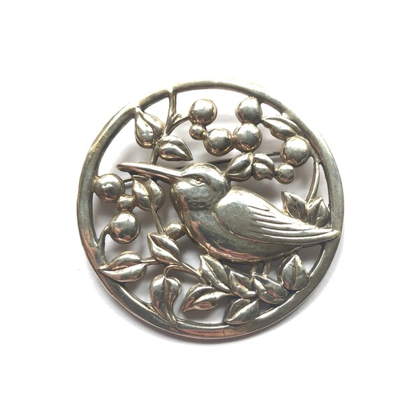 Vintage Norseland by Coro sterling silver bird and berries brooch