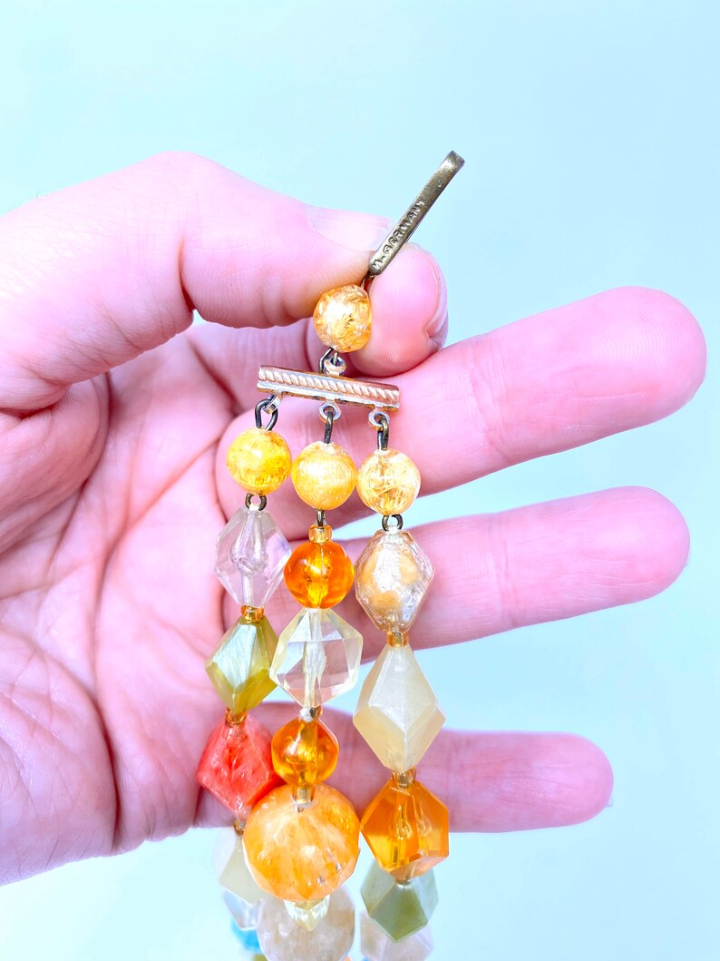 Vintage West Germany lucite triple strand beaded tutti frutti necklace