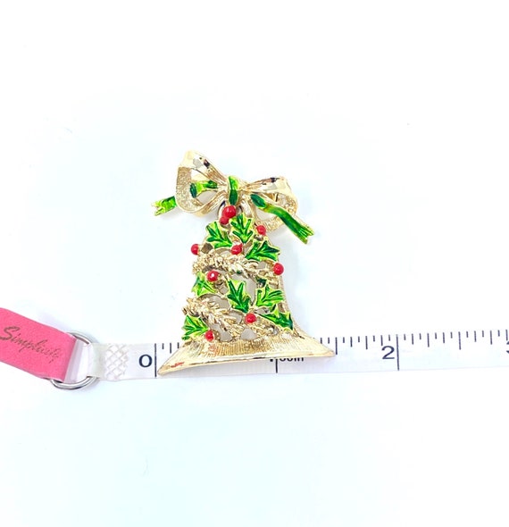 Vintage Gerry’s holly berry Christmas bell brooch… - image 3