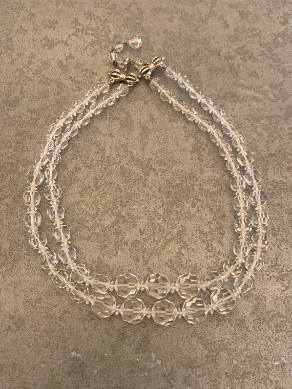 Vintage Marvella clear crystal two strand choker n