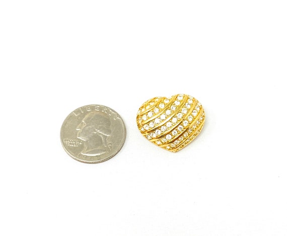 Vintage Swarovski crystal gold tone heart brooch - image 3