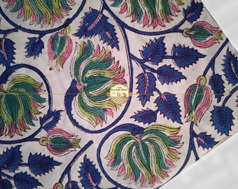 Cotton Dressmaking Fabrics Hand block Print 3 Yard Running Loose Craft Decor