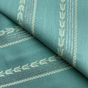 Himmelblau Gestreifter Blumen Baumwollstoff: Silber Druck, 5 Meter