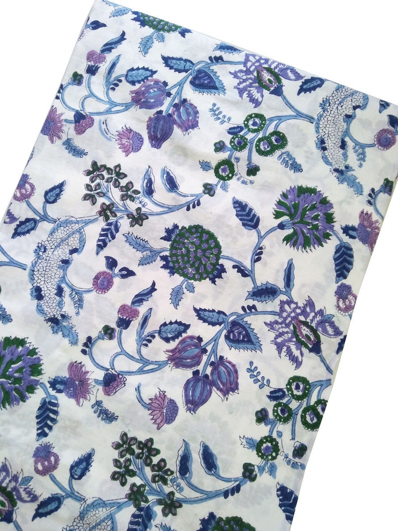 2.5 Yard Indian Cotton Block Printed Dresses making Sewing Fabric Floral Art
