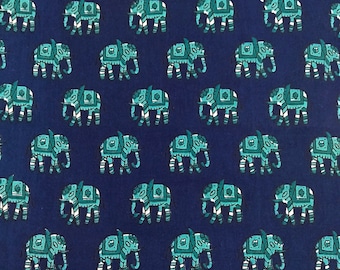2 Yard Dunkelblauer Elefanten Muster Baumwollstoff