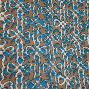 5 Yards Blue Cotton Printed Fabric , Indian Cotton Fabric For Sewing, Quilting, Cotton Fabric For Dress Making By The Yard